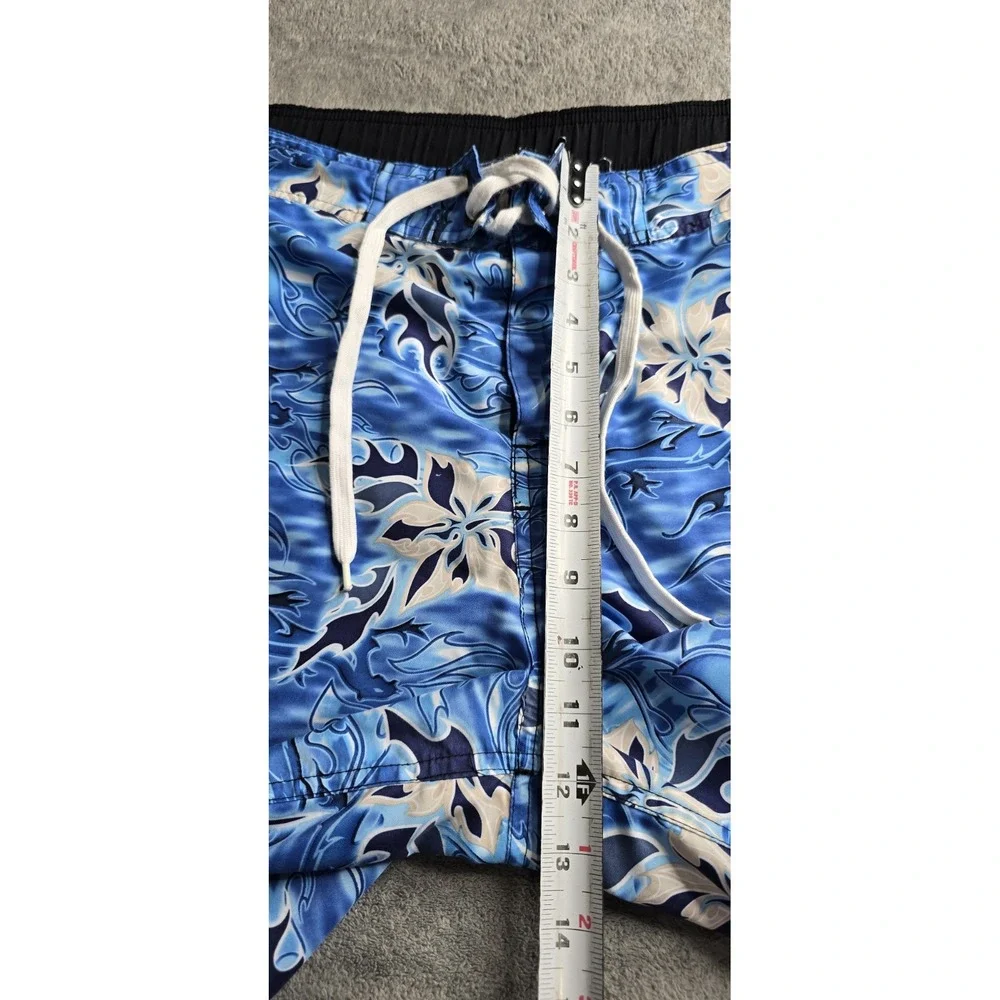 Gecko Hawaii Shorts Mens M Boardshorts Blue Floral Gecko Drawstring 10